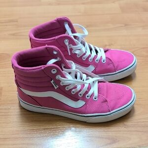 Vans Pink and White High-Top Sneakers